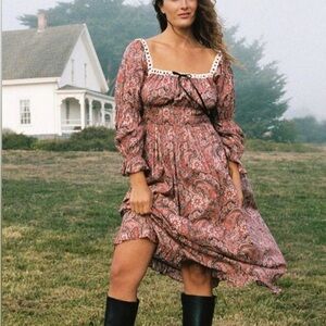 Christy Dawn Wine Paisley Adelia Dress in Medium